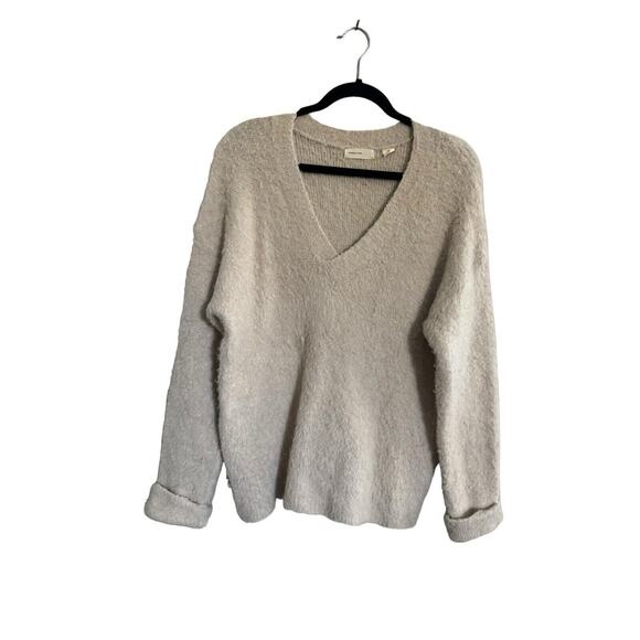 Anthropologie Sleeping On Snow XS Alpaca Bl Ivory Oversize Fuzzy Sweater #3189 - Picture 1 of 14